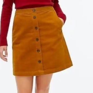 J. Crew Mustard Button-Front Corduroy Skirt